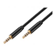 Avizar Câble Audio Jack 3,5 Mm Double Connecteur Mâle Bolaris 1,5 M Tressé Noir