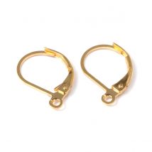 20 Crochets Dormeuses Supports Boucles D'Oreilles Metal Dore 10x15 Mm - Creation Bijoux Perles - La boutique de Karine