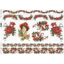 1 Feuille De Papier De Riz 29,7 X 42 Cm Itd Collection Noel 447l - ITD Collection