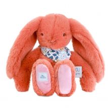 Peluche Lapin Fleurette Terracotta 25 Cm - Doudou et Compagnie