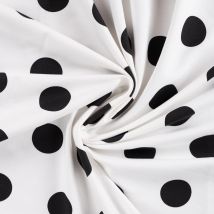 Tissu Sweat Léger Envers Gratté Pois Noir Sur Fond Blanc - Craftine