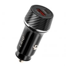 Linq Chargeur Voiture 38w Usb-c + Usb Charge Rapide Design Carbone Noir