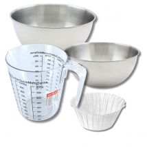 Set Pâtisserie Avec 30 Moules À Muffins En Papier, 2 Bols À Mixer, Verre Mesureur Et Spatule Zenker