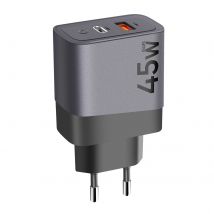 Tactical Chargeur Mural Gan Usb + Usb-c 45w Microgrid Gris Foncé