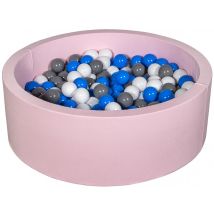 Piscine À Balles Aire De Jeu + 200 Balles Rose Blanc,bleu,gris - Velinda