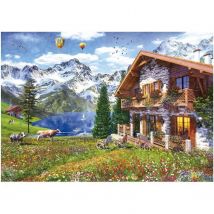 Puzzle Paysage Et Nature - Educa - Chalet Alpin - 4000 Pièces - Sachet De Colle Inclus - Educa