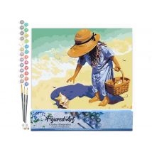 Peinture Par Numéro Figured'art - Petite Fille À La Plage - Kit De Loisir Créatif Diy Numéro D'Art Complet - 40x50cm Sans Châssis En Bois