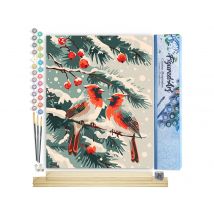 Peinture Par Numéro Figured'art - Cardinal D'Hiver - Kit De Loisir Créatif Diy Numéro D'Art Complet - 40x50cm Toile Roulée + Châssis En Bois À Monter