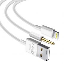 Câble Iphone 2 En 1 Avec Charge Et Audio Longueur 1,2m Linq Blanc
