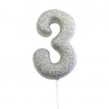 Bougie Argent Chiffre 3 - CREATIVE PARTY
