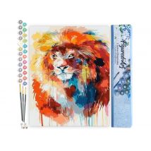 Peinture Par Numéro Figured'art - Lion Flamboyant - Kit De Loisir Créatif Diy Numéro D'Art Complet - 40x50cm Sans Châssis En Bois