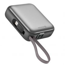 Swissten Batterie Externe 10000mah Avec Câbles Usb-c Et Lightning Ultra-compact Argent