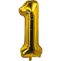 Ballon Aluminium - 85 Cm - Or - Chiffre 1 - P'tit Clown