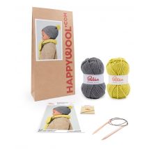 Kit Tricot Bonnet Ted Et Echarpe Telmo Acier 2a - Phildar