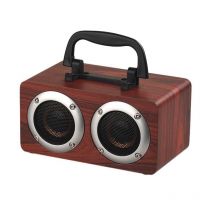 Enceinte Bluetooth Bois Portable Double Haut-parleur Stéréo Support Téléphone Rouge Yonis - Yonis