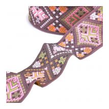 Bobine 20m Galon Jacquard Losanges Vieux Rose - MyMercerie