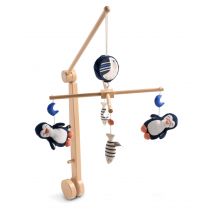 Mobile Musical En Bois Avec Jouets Pingouin - Sauthon