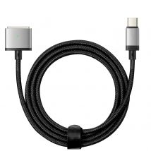 Câble Usb C Vers Magsafe 3 Pour Macbook Pro Et Air Nylon 2m 140w Noir Et Argent - Avizar