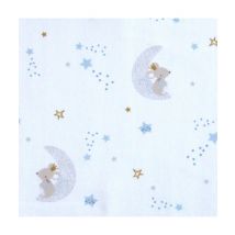 Tissu Coton Enfant Lune De 150 Cm De Largeur Bleu Vendu Par 50 Cm - Distrifil