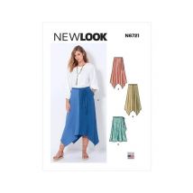 Patron New Look 6721 - Jupes Asymétriques Du 38 Au 50 (fr) Taille N°fr 38-50
