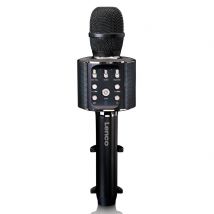 Lenco Bmc-090bk - Microphone Sans-fil Pour Karaoké - Fonction Haut-parleur Et Éclairage - Noir - Lenco