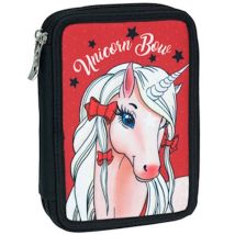Trousse Garnie Licorne Rouge 20 Cm - 2 Compartiments