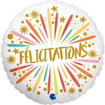 Ballon Aluminium Hélium - Félicitations Ø35 Cm - Grabo