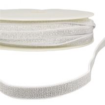 Bobine 30m Elastique Métal Lisière 10mm Blanc/argent - Stephanoise