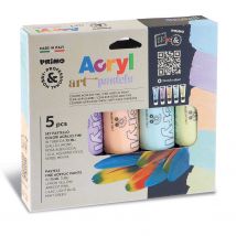 5 Tubes De Peinture Acrylique Pastel - Primo