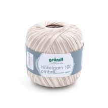 Hakelgarn 100 Ombre Fil Coton À Crocheter - Gründl - Certifié Oeko-tex 7 Ecru