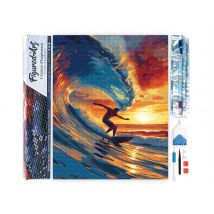 Diamond Painting Broderie Diamant Figured’art 40x50cm Toile Entière Roulée Avec Diamants Carrés - Surf Sur Grande Vague - Figured'Art