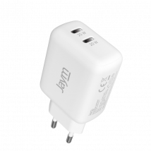 Jaym Chargeur Secteur Rapide Double Usb-c 45w 3a Pd Et Pps Blanc