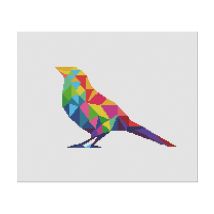 Kit Broderie Point De Croix Marie Coeur - Oiseau Multicolore