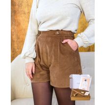 Kit Short Swann - Velours Côtelé Camel - 34-48, Avec Patron - Majam