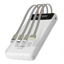 Batterie Secours 15000mah Câble 4 En 1 Amovible Et Sortie Usb Compact Linq Blanc