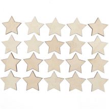 20 Étoiles En Bois Naturel - Petit 30 Mm - Rico Design