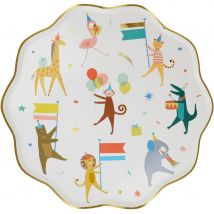 8 Assiettes La Parade Des Animaux - Meri Meri