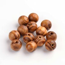 50 Perles En Bois Marron Naturel Strié 10 Mm - Creation Bijoux - La boutique de Karine