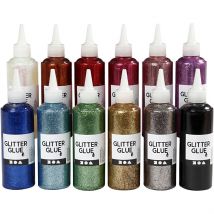 Colle À Paillettes, Ass. De Couleurs, 12x118 Ml/ 1 Pq. - CC Hobby