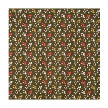 Tissu Coton Fleurs Fida Marron Bronze/corail Multicolore Vendu Au Mètre - Distrifil