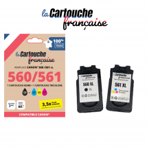 Pack De 2 Cartouches Compatibles Canon Pg560xl/cl561xl Noir Et Couleurs - La Cartouche Française - Canon