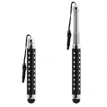 Stylet Retractable Noir Avec Strass Pour Écran Tactile - Attache Jack 3.5 Mm - Avizar