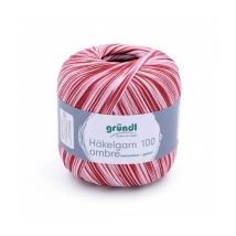 Hakelgarn 100 Ombre Fil Coton À Crocheter - Gründl - Certifié Oeko-tex 8 Rouge