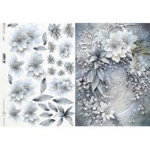 1 Feuille De Papier De Riz 29,7 X 42 Cm Itd Collection Fleur D Hiver 1199r - ITD Collection