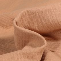 Tissu Double Gaze De Coton Uni Cassonade - Au Mètre - Craftine