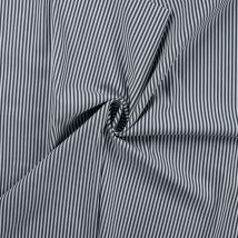 Tissu Popeline De Coton Extensible Rayé Bleu Marine Sur Fond Blanc - Au Mètre - Craftine