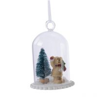 1 Suspension Cloche À Neige Ourson (11 Cm) - Verre/résine - Annikids