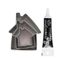 3 Mini Emporte-pièces Inox Maisons + Stylo De Glaçage Noir - Youdoit