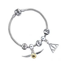 Harry Potter - Bracelet Pour Breloques Plaqué Argent Charm Set Deathly Hallows/snitch/3 Spell Beads - Carat Shop