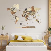 Carte Du Monde En Bois 3d Creatifwood Multicolor, L (150 X 105 Cm) - Décoration Murale - Creatifwood